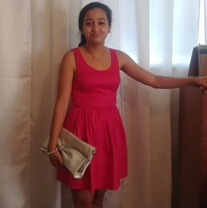 Pink taffeta skater dress